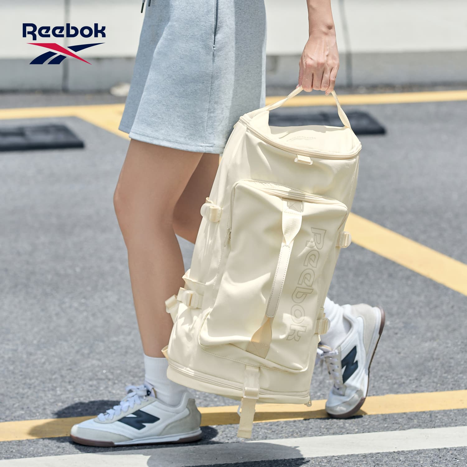 Спортивная сумка REEBOK Ткань Спортивные Сумки Унисекс Кремово-Белый Светло-Розовый - изображение 5