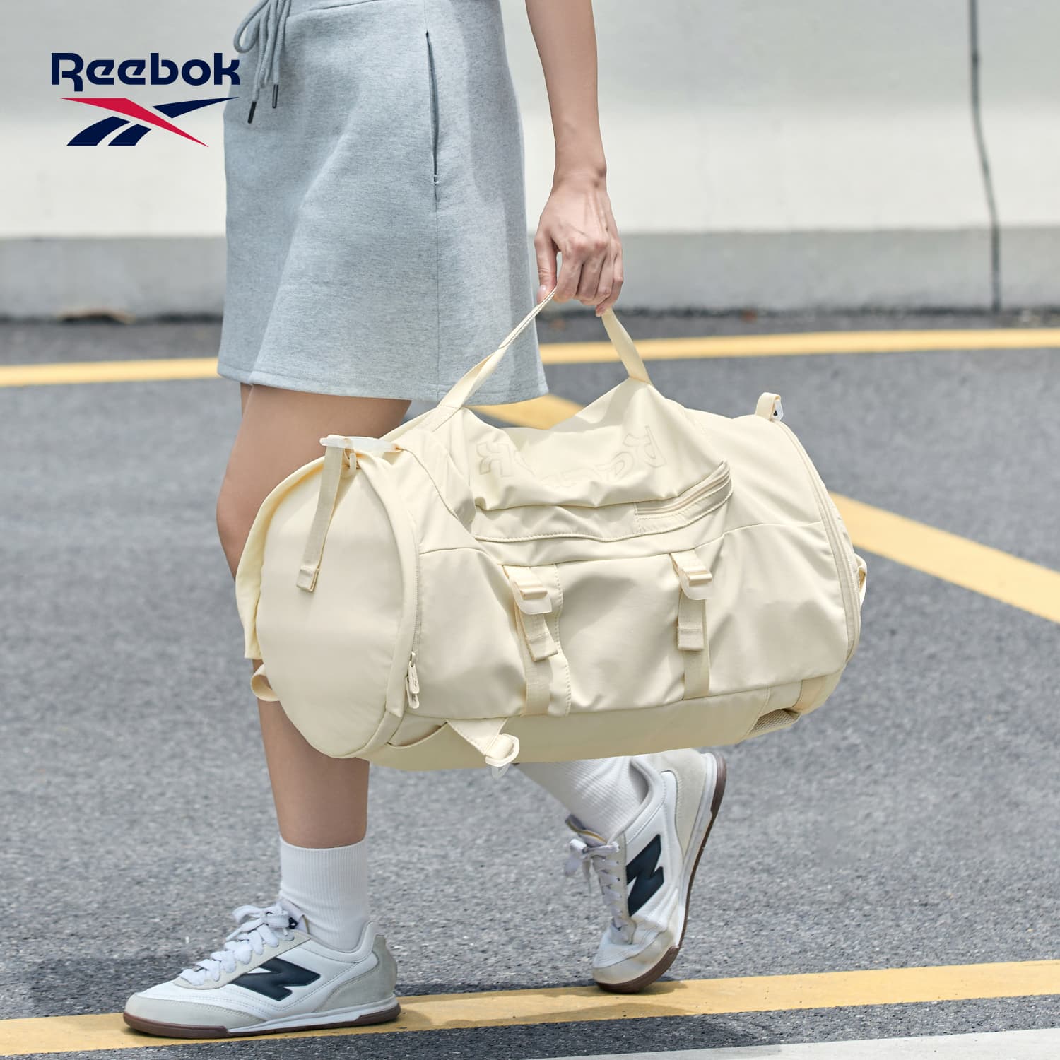 Спортивная сумка REEBOK Ткань Спортивные Сумки Унисекс Кремово-Белый Светло-Розовый - изображение 4