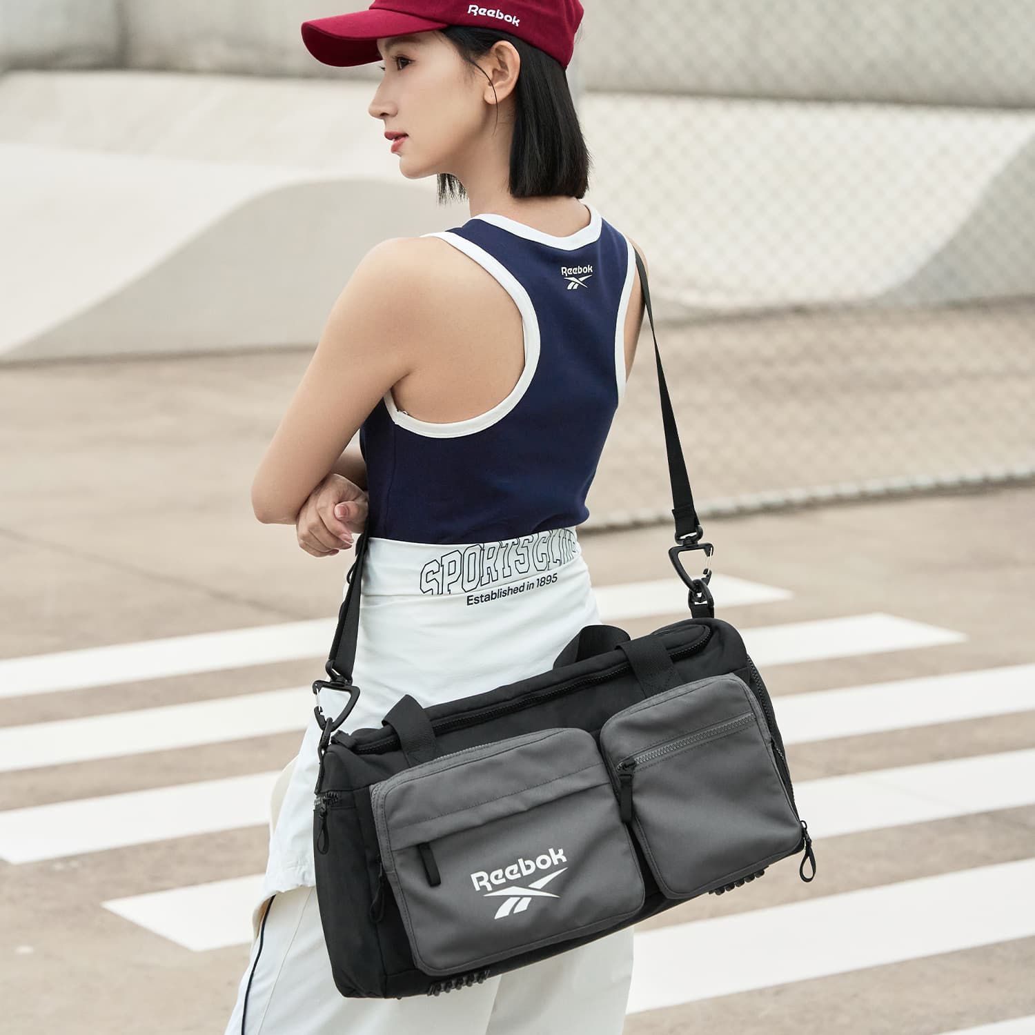 Спортивная сумка REEBOK Ткань Спортивные Сумки Унисекс Пыльно-Серый Черно-Серый - изображение 3