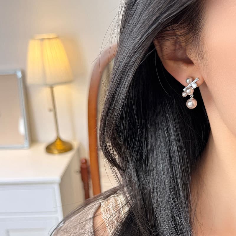 Серьги VIVIWELL Синтетический кубический цирконий Сплав Искусственная жемчужина Серьги-гвоздики Женские - изображение 3