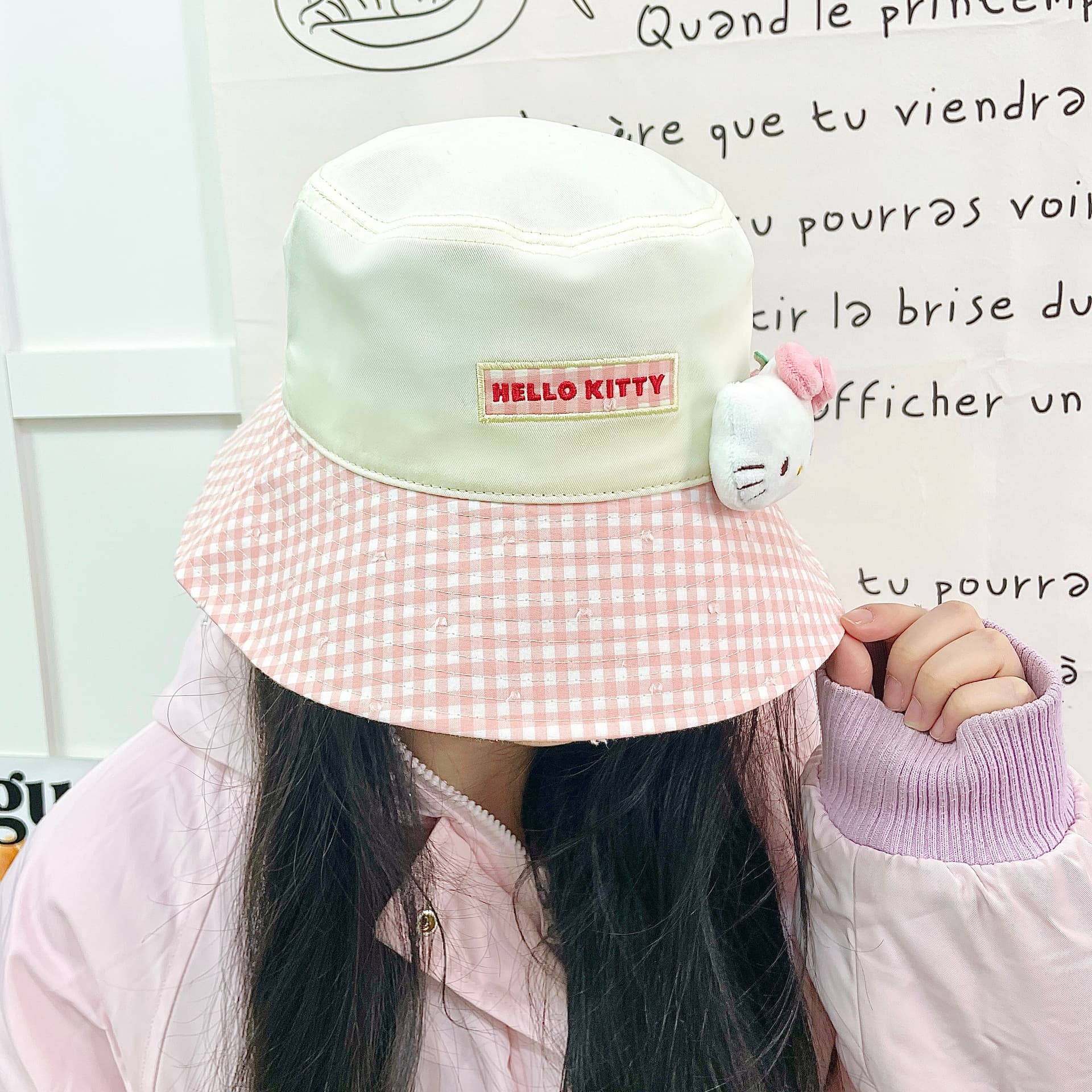 Панама Sanrio x Hello Kitty Полиэстеровая ткань Ведрообразная шляпа Женская - изображение 2