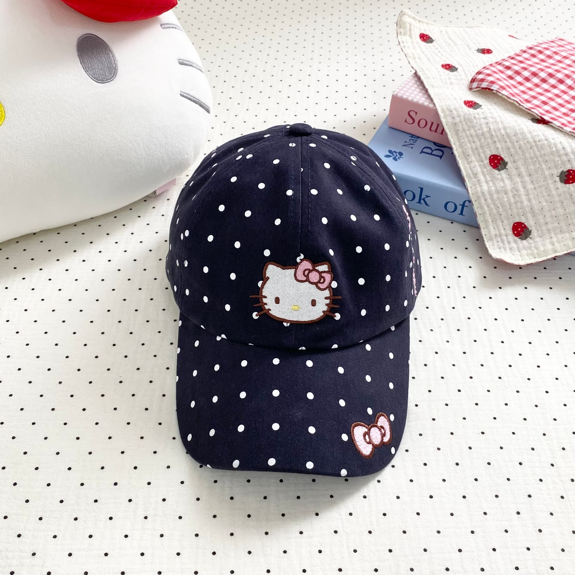 Кепка Sanrio Hello Kitty Милый гороховый узор розовый бант KT кошка вышивка повседневный деловой дорожный солнцезащитный привлекательный 100% хлопок кепки унисекс парный - изображение 4