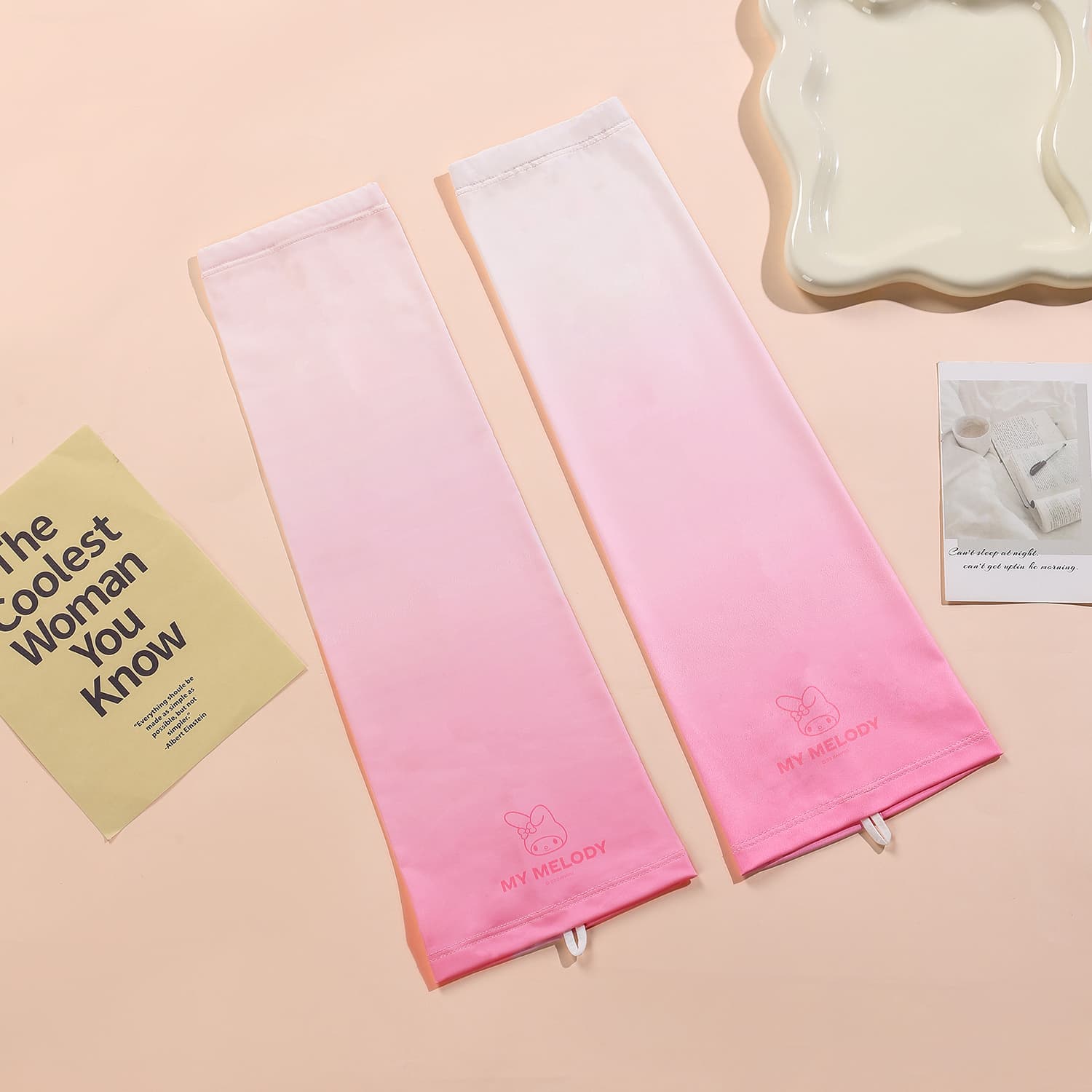 Sanrio x Melody Gradient Pink Cartoon Sun Protection Sleeves, Sweet and Cute, Unisex UV Protection Outdoor Sports Arm Sleeves - изображение 4