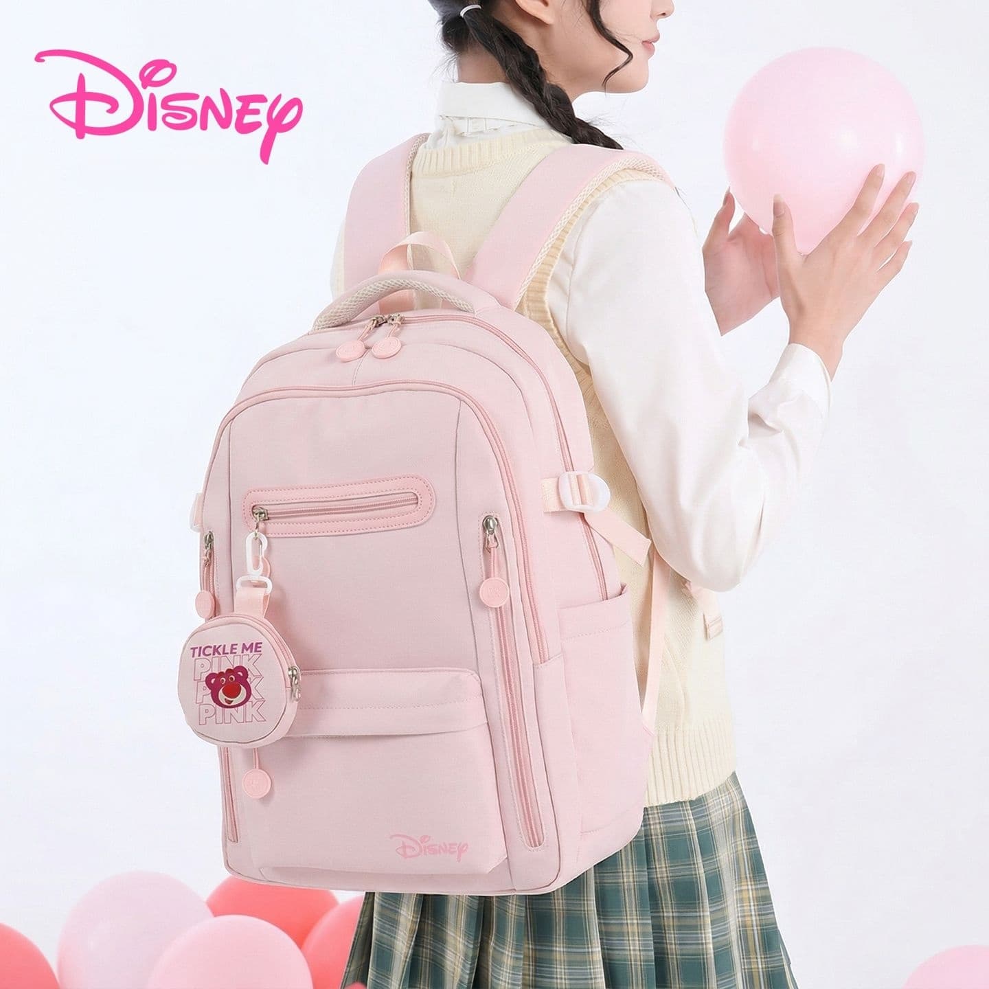 Рюкзак Disney Strawberry Bear Series Рюкзаки Светло-розовый (Брелок включен) Женские - изображение 4