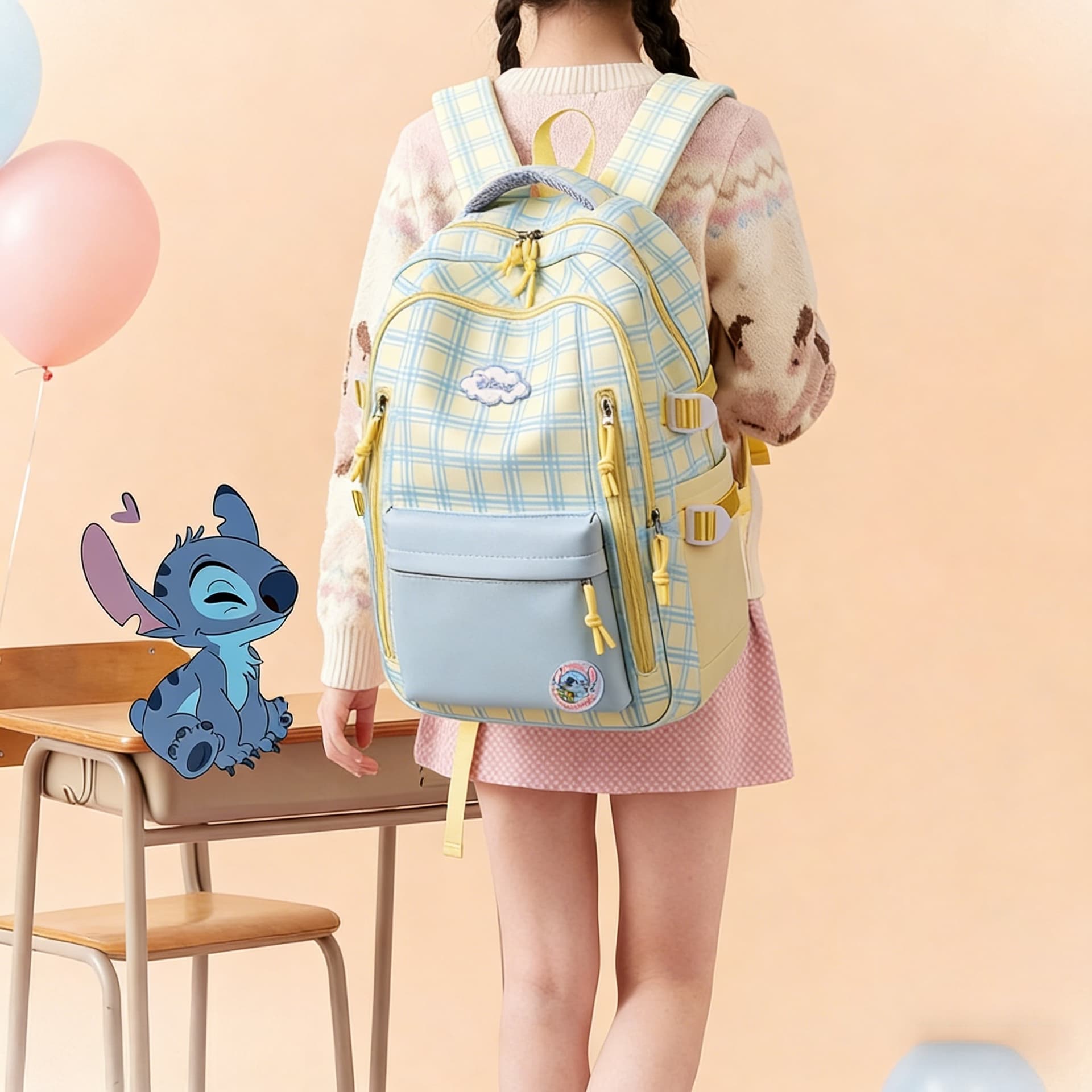 Рюкзак Disney Stitch Oxford Backpack Standard (Standard) Женский Синий и Желтый - изображение 4