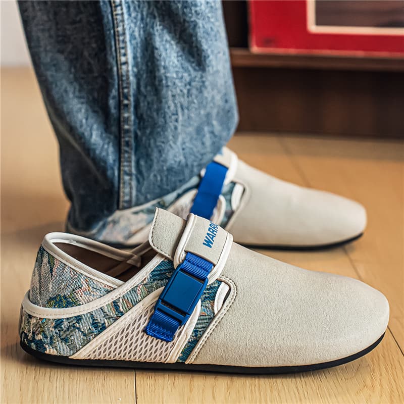 Сандалии Warrior Birkenstock Стиль Обувь Бежевый Синий Мужской - изображение 4