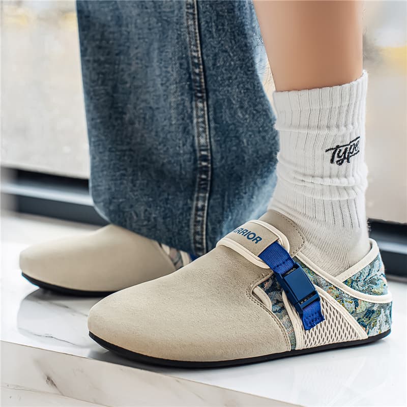 Сандалии Warrior Birkenstock Стиль Обувь Бежевый Синий Мужской - изображение 6