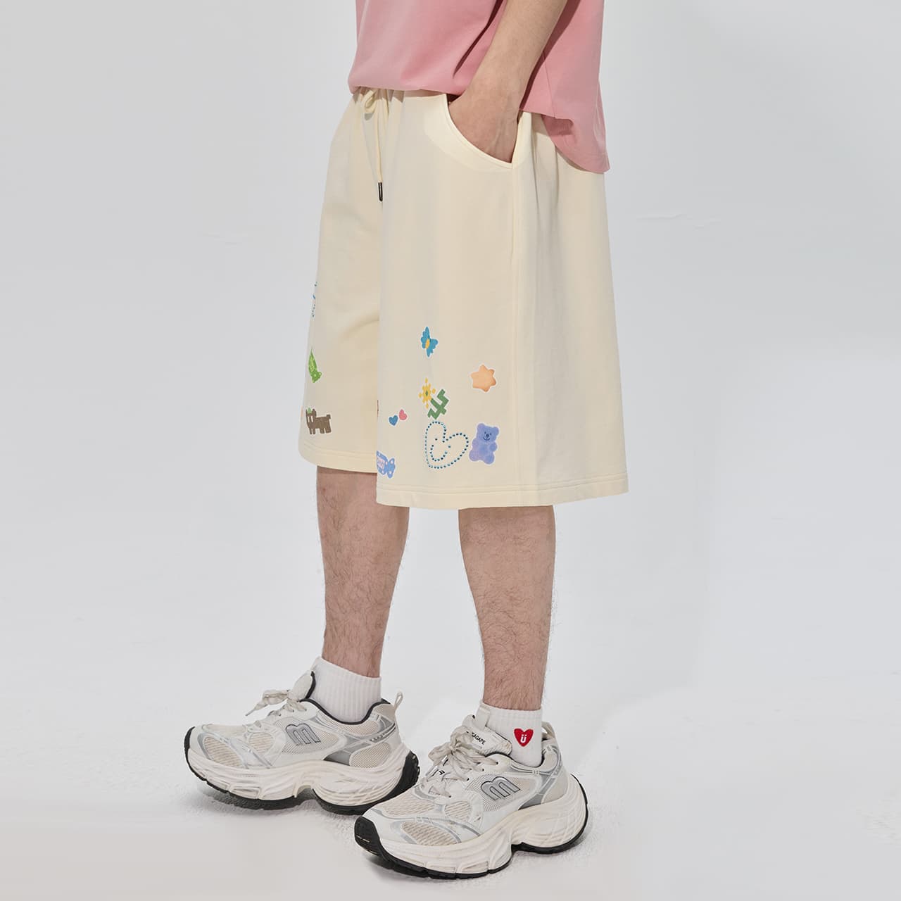 Шорты Guuka Cream Yellow (Oversized Fit) Unisex Casual Shorts Guuka Кремовый Желтый (Плюс Размер) Унисекс Повседневные Шорты - изображение 7