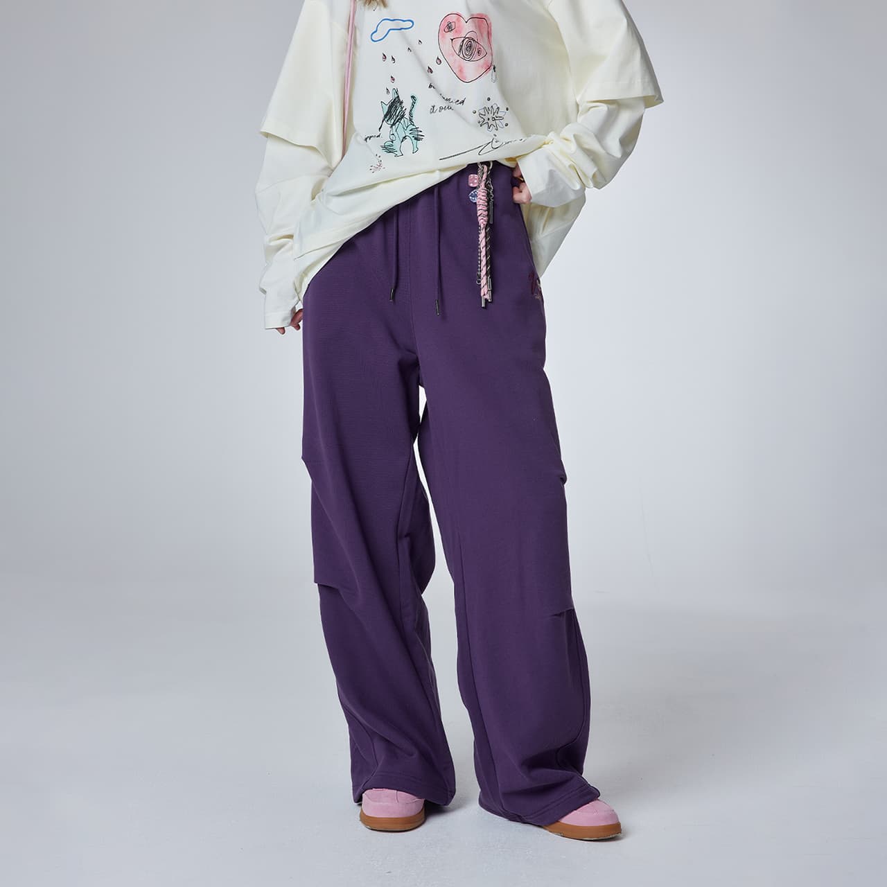 Штаны Guuka Dark Purple Women's Casual Pants Guuka Темно-фиолетовые Женские Повседневные Брюки - изображение 5