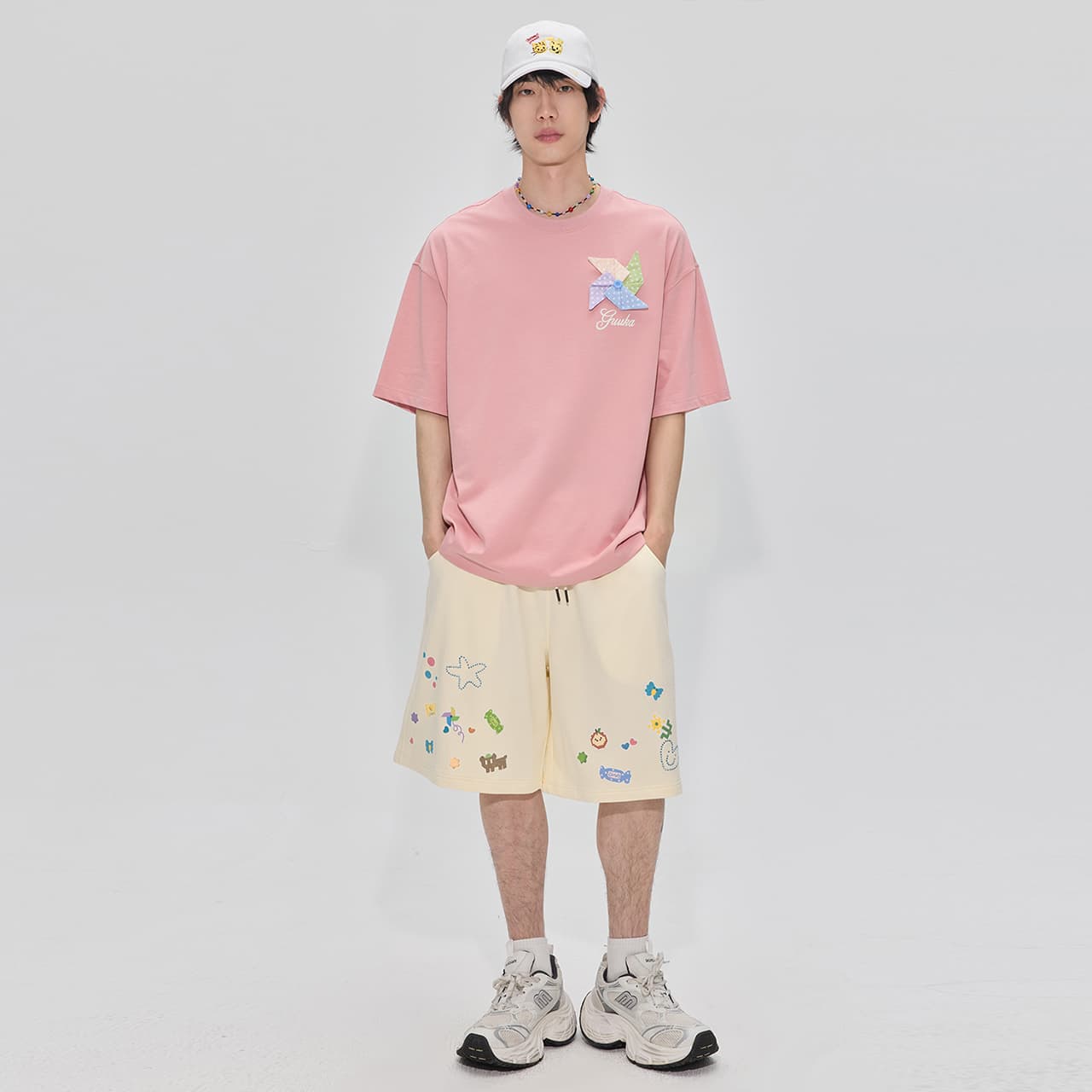 Шорты Guuka Cream Yellow (Oversized Fit) Unisex Casual Shorts Guuka Кремовый Желтый (Плюс Размер) Унисекс Повседневные Шорты - изображение 6