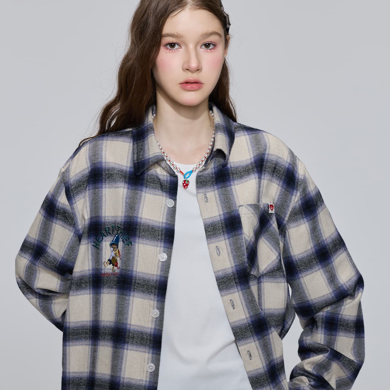 Блузка Guuka Blue Plaid Женские Рубашки - изображение 5