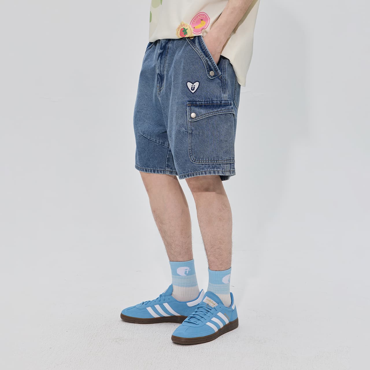 Джинсовые шорты Guuka Men's Blue Denim Shorts Guuka Мужские синие джинсовые шорты - изображение 7
