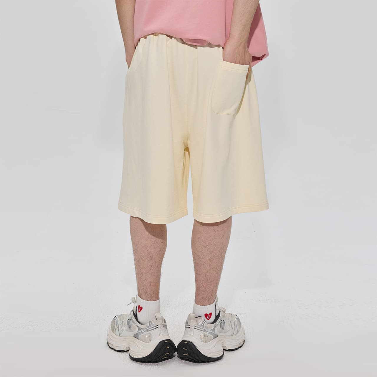 Шорты Guuka Cream Yellow (Oversized Fit) Unisex Casual Shorts Guuka Кремовый Желтый (Плюс Размер) Унисекс Повседневные Шорты - изображение 4