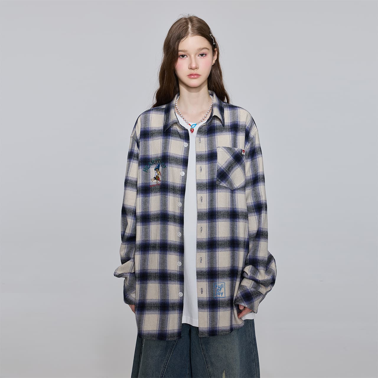 Блузка Guuka Blue Plaid Женские Рубашки - изображение 6