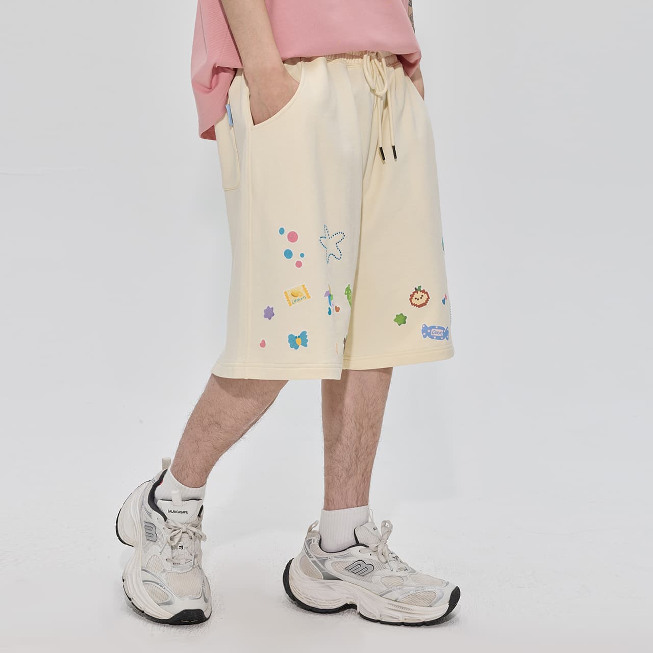 Шорты Guuka Cream Yellow (Oversized Fit) Unisex Casual Shorts Guuka Кремовый Желтый (Плюс Размер) Унисекс Повседневные Шорты - изображение 5