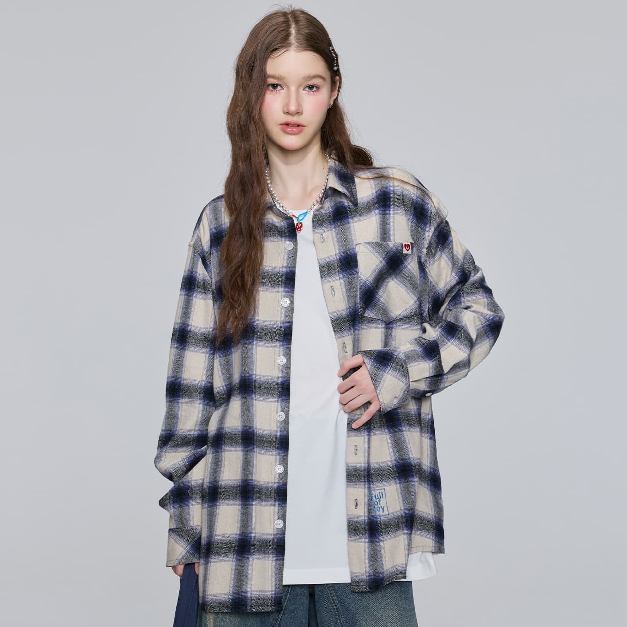 Блузка Guuka Blue Plaid Женские Рубашки - изображение 3