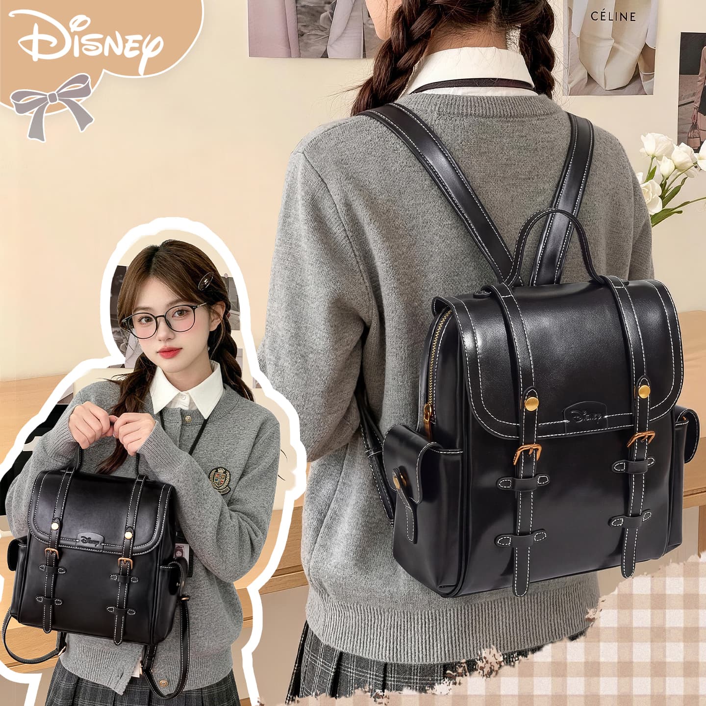 Рюкзак Disney Mickey SERIES ПУ (полиуретан) Рюкзаки Маленький размер Большой Размер Женские Коричневый - изображение 4