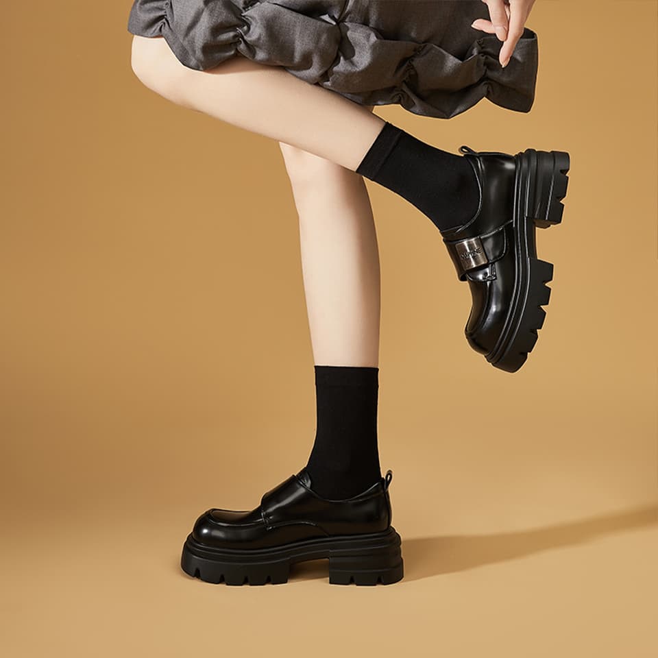 Лоферы Daphne Винтажный стиль преппи Платформа Slip-On Японский стиль JK Круглый носок Универсальные Маленькие кожаные туфли - изображение 5