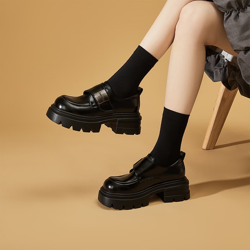 Лоферы Daphne Винтажный стиль преппи Платформа Slip-On Японский стиль JK Круглый носок Универсальные Маленькие кожаные туфли - изображение 4