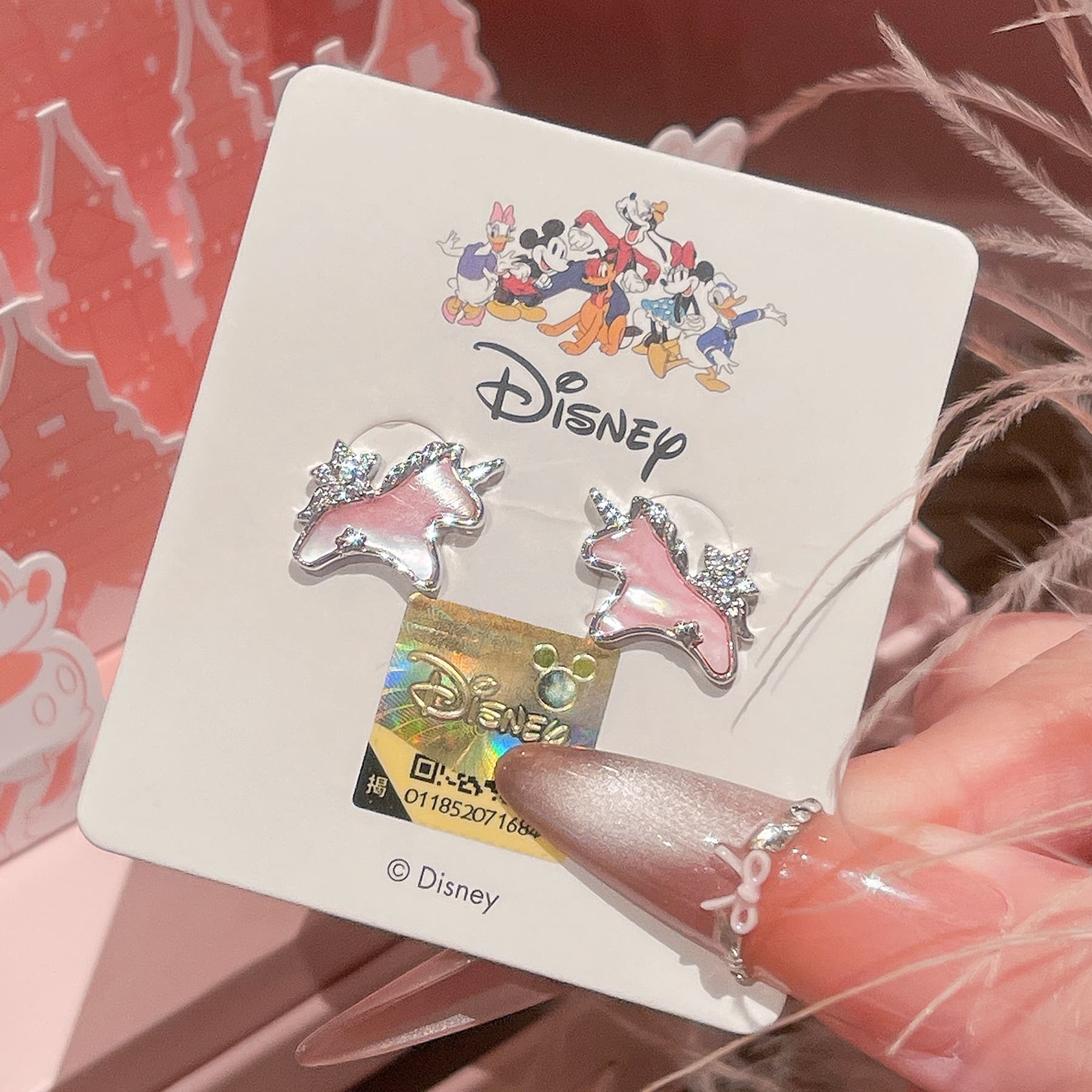 Серьги Ограниченные Disney Синтетический кубический цирконий Перламутр Серьги-гвоздики Женские Розовый - изображение 3