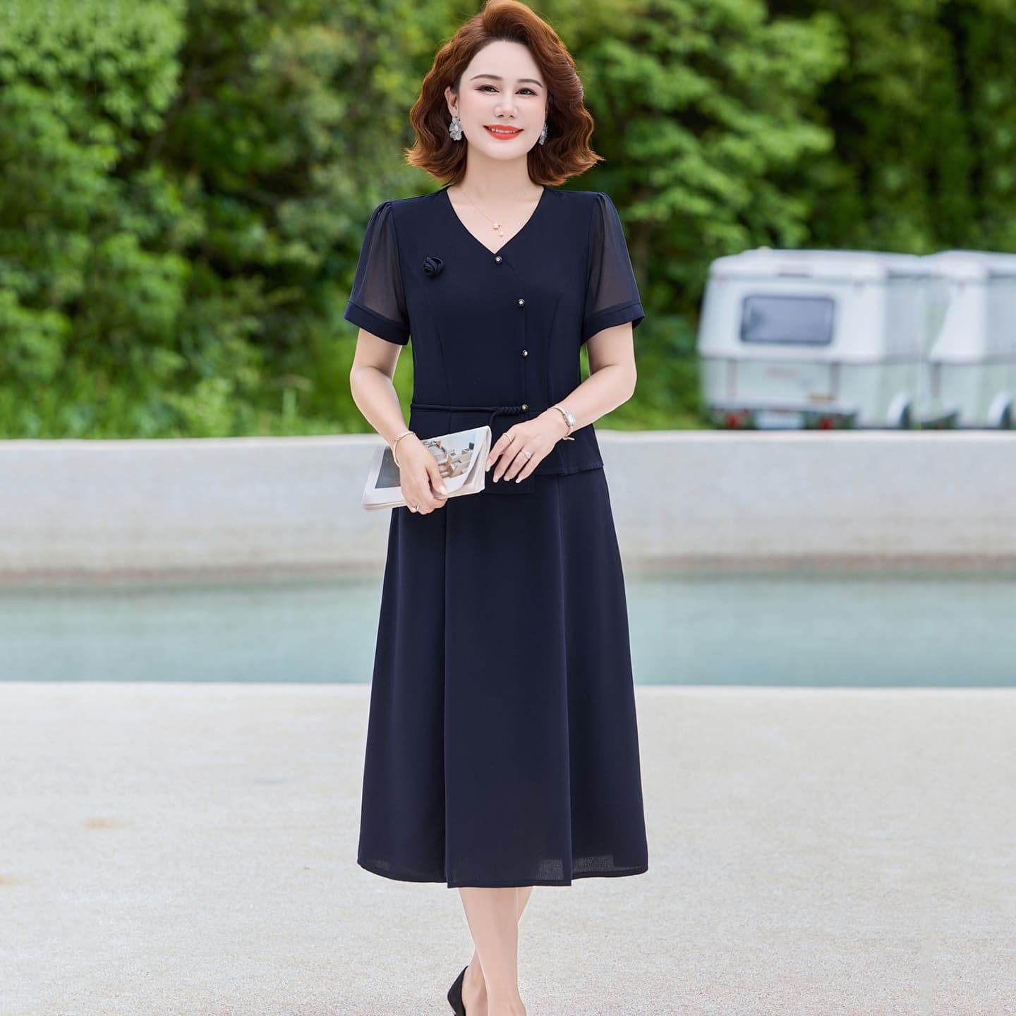 Платье PIERRE CARDIN Женские Короткие Платья с Короткими Рукавами - изображение 4