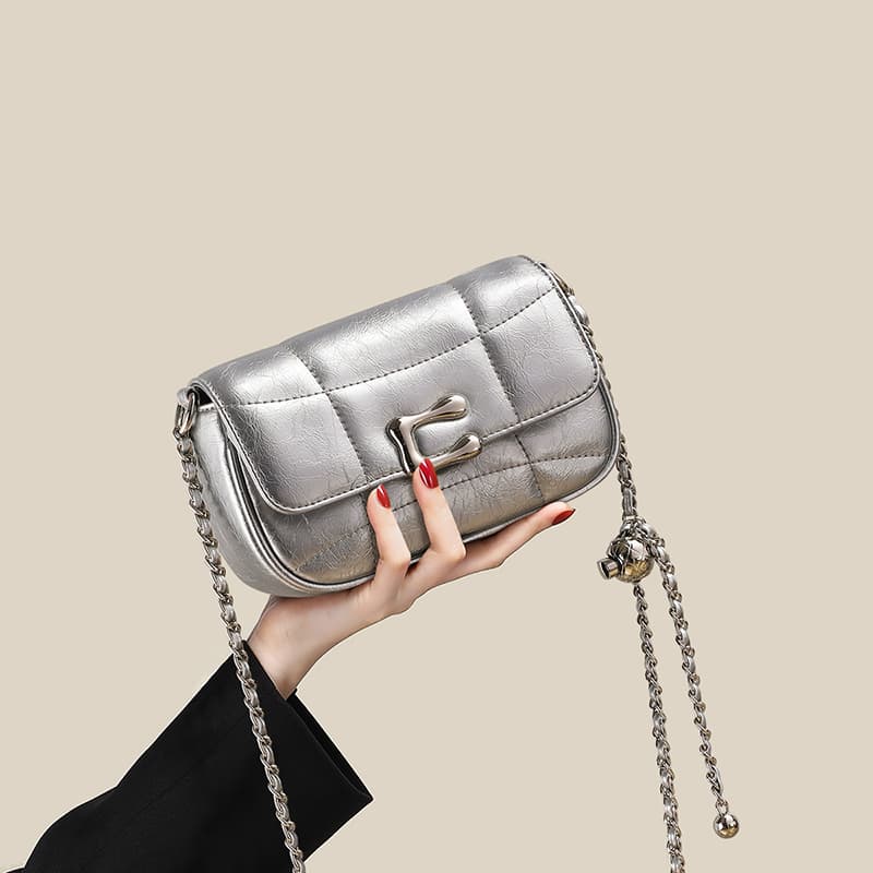 Мини-сумка VINEY Коровья кожа Сумка через плечо Обычный (стандартный) Women's Silver - изображение 5