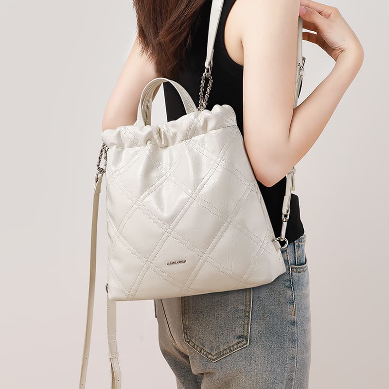 Рюкзак VINEY Синтетическая кожа Рюкзак Обычный (стандартный) Women's White - изображение 3