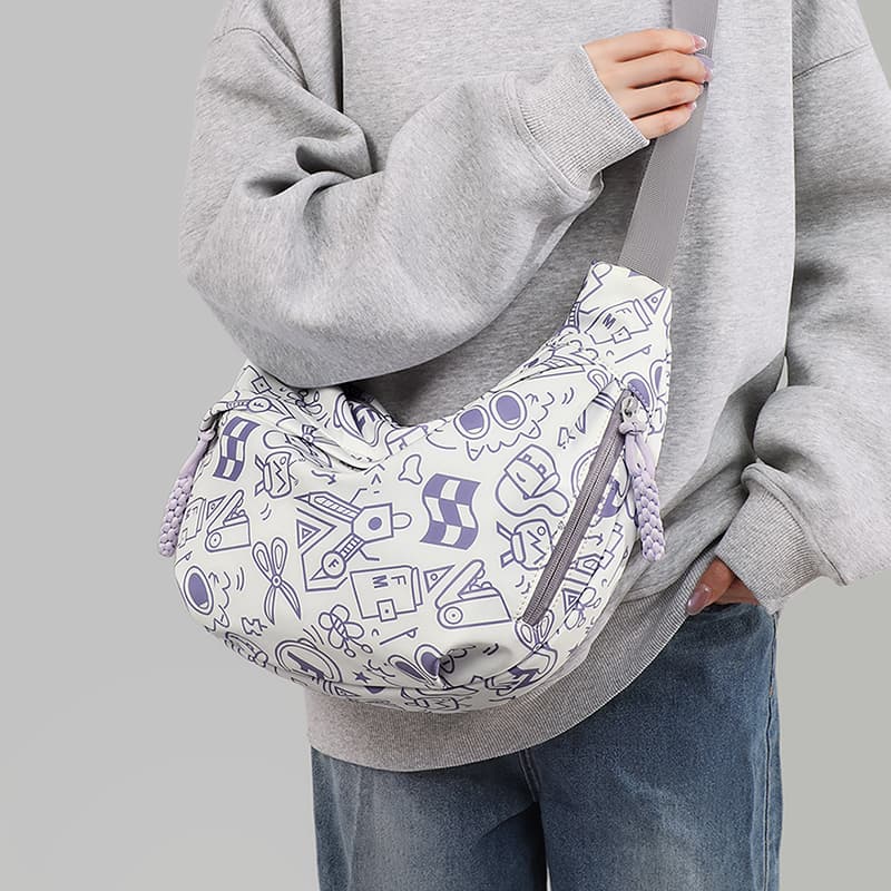Сумка через плечо VINEY Ткань Сумки кросс-боди Women's White Фиолетовый - изображение 4