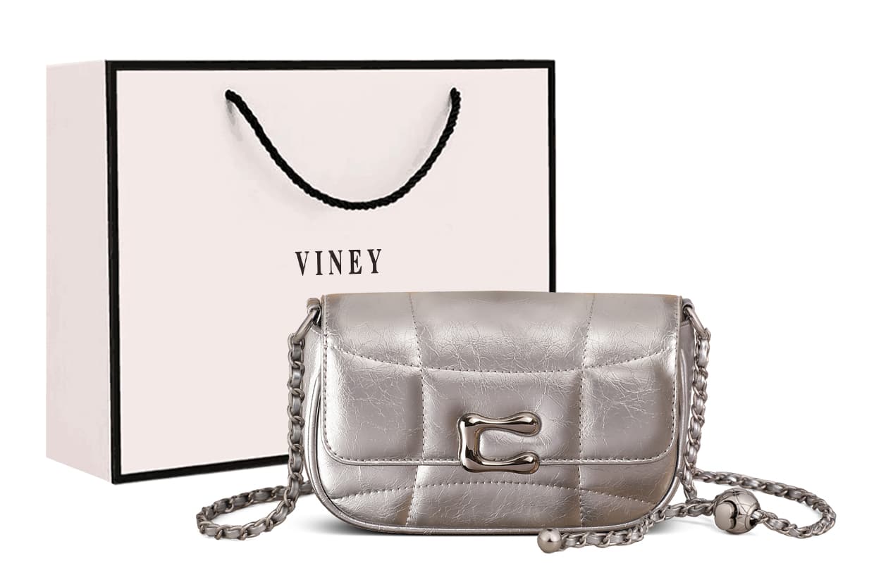 Мини-сумка VINEY Коровья кожа Сумка через плечо Обычный (стандартный) Women's Silver - изображение 2