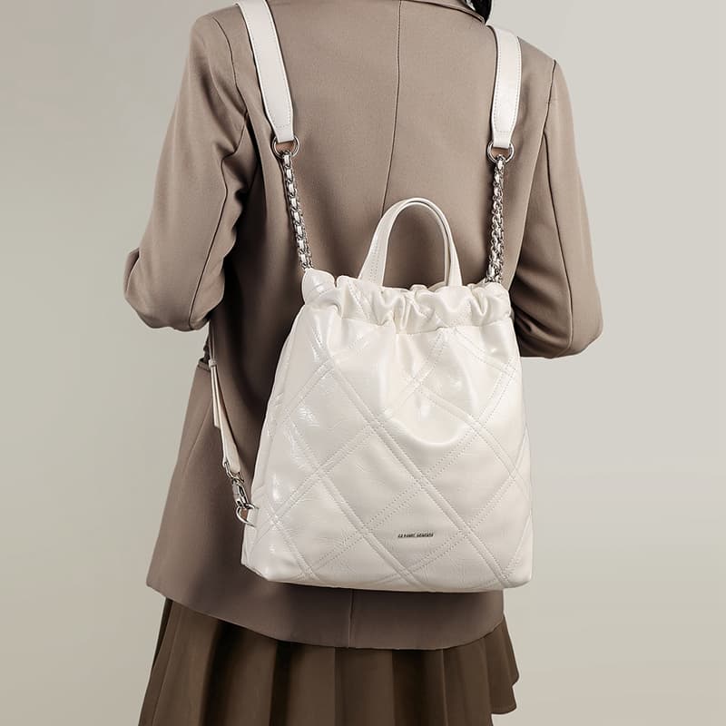 Рюкзак VINEY Синтетическая кожа Рюкзак Обычный (стандартный) Women's White - изображение 5