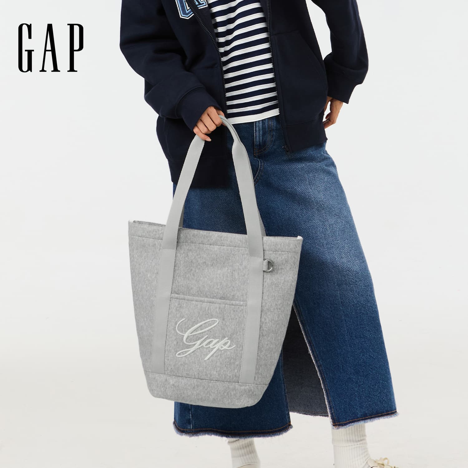 Мини-сумка GAP Хлопок Волокно Сумка Большая Женская Серый Хаки - изображение 4