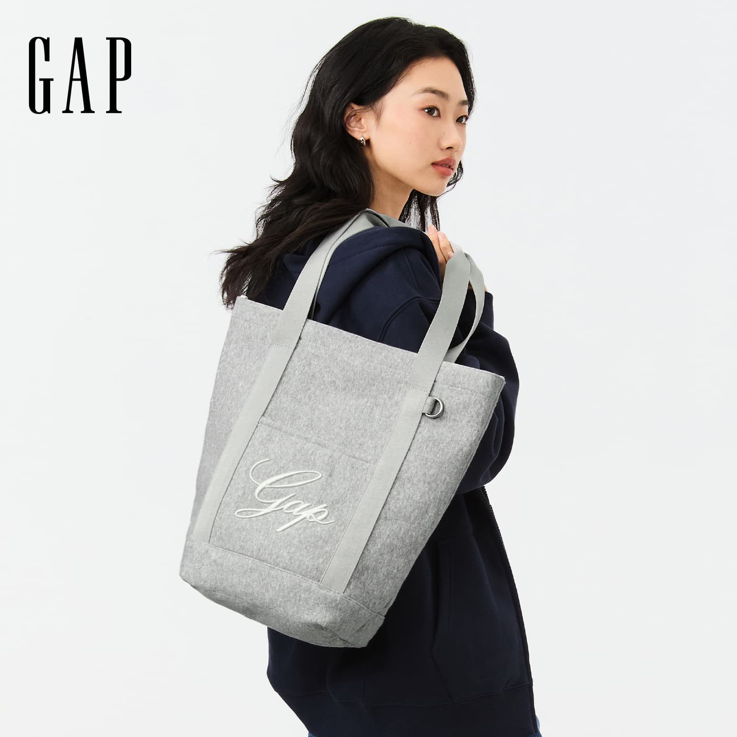 Мини-сумка GAP Хлопок Волокно Сумка Большая Женская Серый Хаки - изображение 5