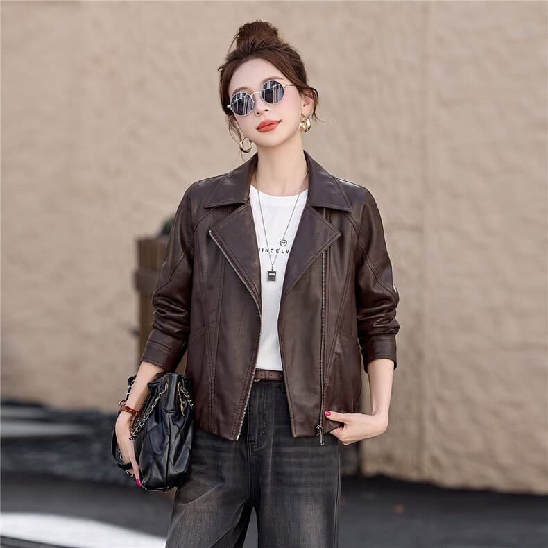 KAISER Темно-кофейный Женские Кожаные куртки - изображение 6