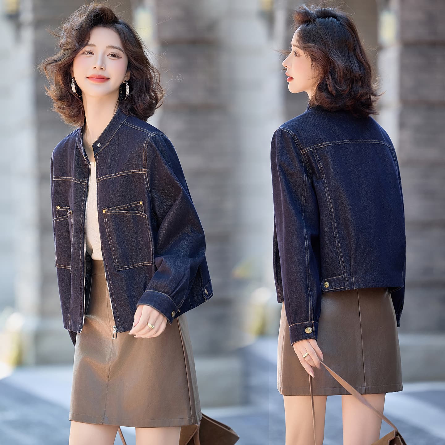 KAISER Винтажный стильный многоцветный повседневный универсальный укороченный джинсовый жакет женский - изображение 4