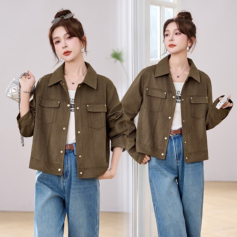 Kason Army Green Женское короткое пальто - изображение 5