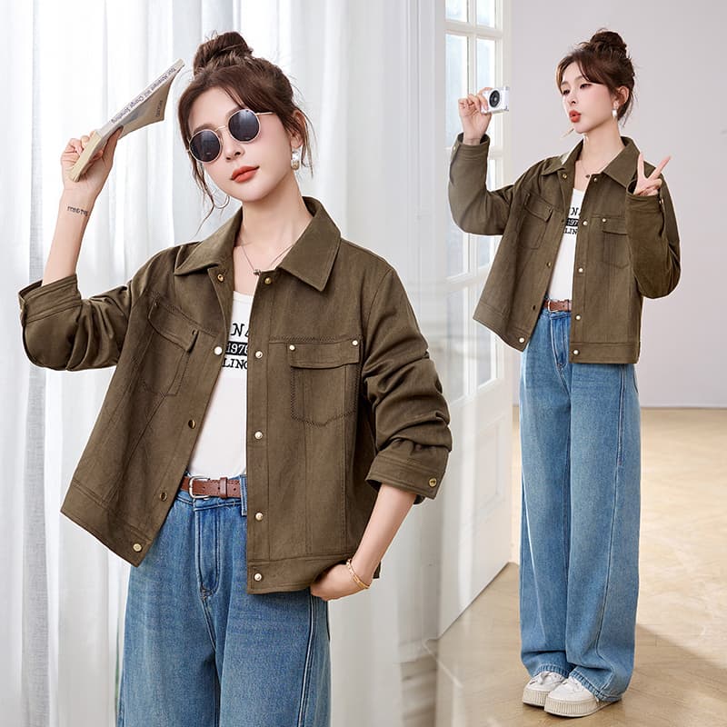 Kason Army Green Женское короткое пальто - изображение 6