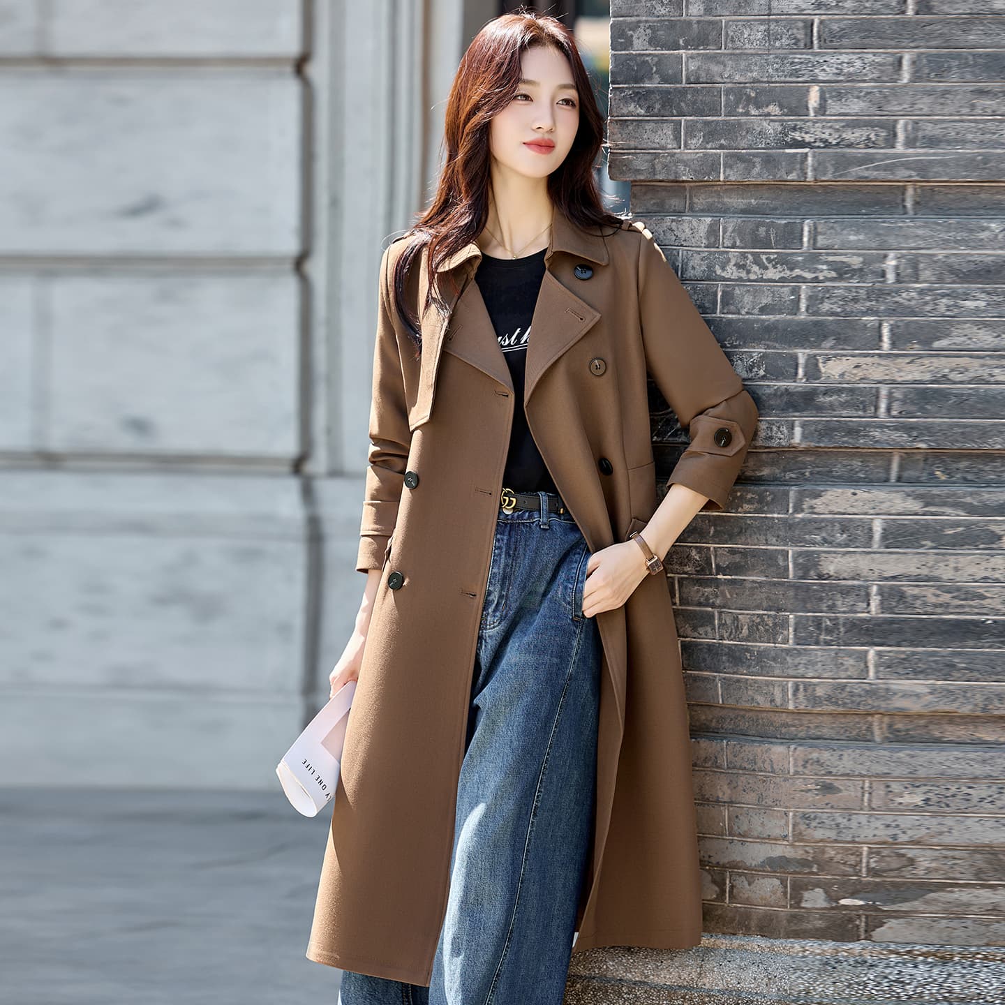 Kason Коричневый Женский Тренч - изображение 5