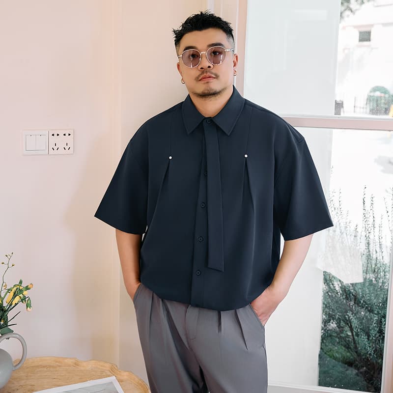 Рубашка WAYNEXZAVIER Blue Men's Shirts WAYNEXZAVIER Синий Мужские Рубашки - изображение 8