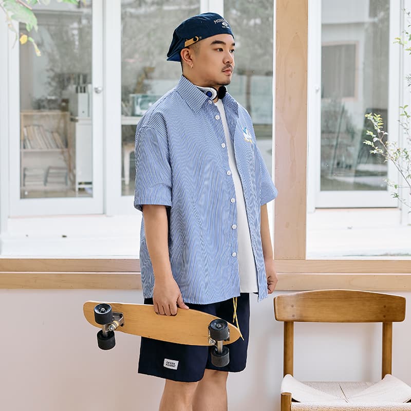 Рубашка WAYNEXZAVIER Blue Men's Shirts WAYNEXZAVIER Синий Мужские Рубашки - изображение 6