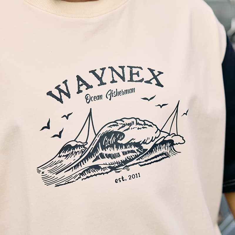Футболка WAYNEXZAVIER Абрикос Мужская T-Рубашка - изображение 5