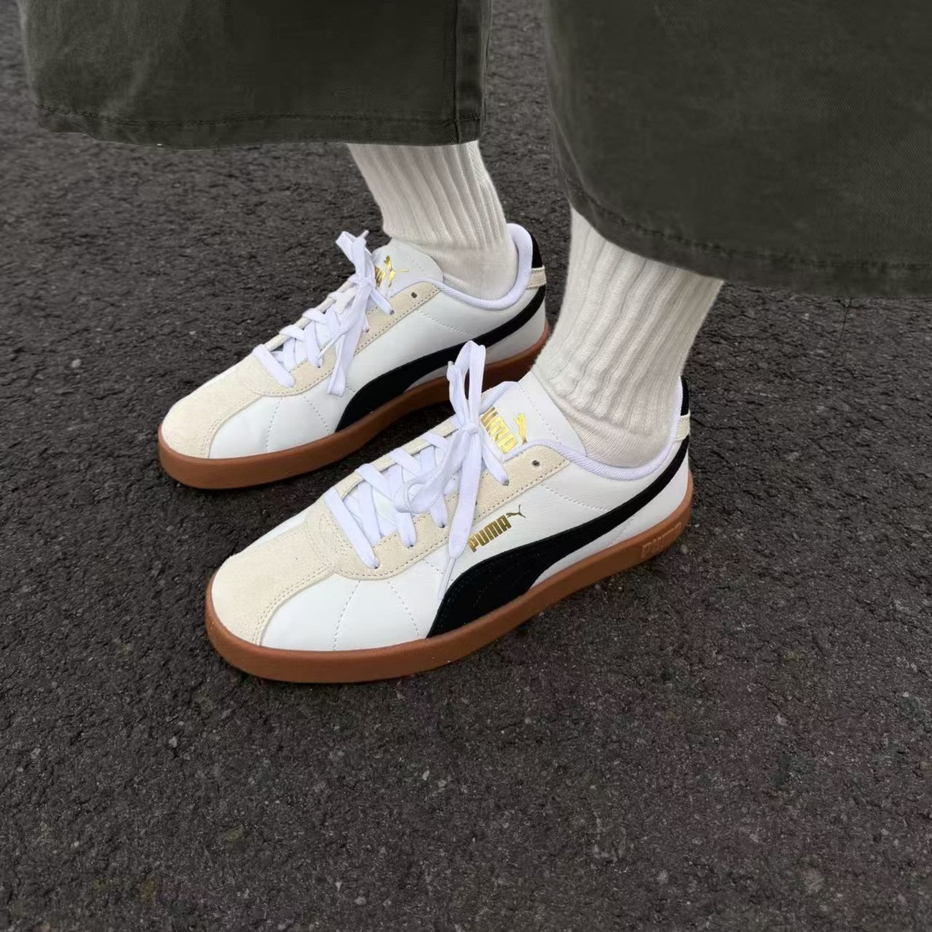 Кроссовки PUMA Club 2 Low Топ Кеды немецкой армии (GAT) Унисекс Черный белый - изображение 6