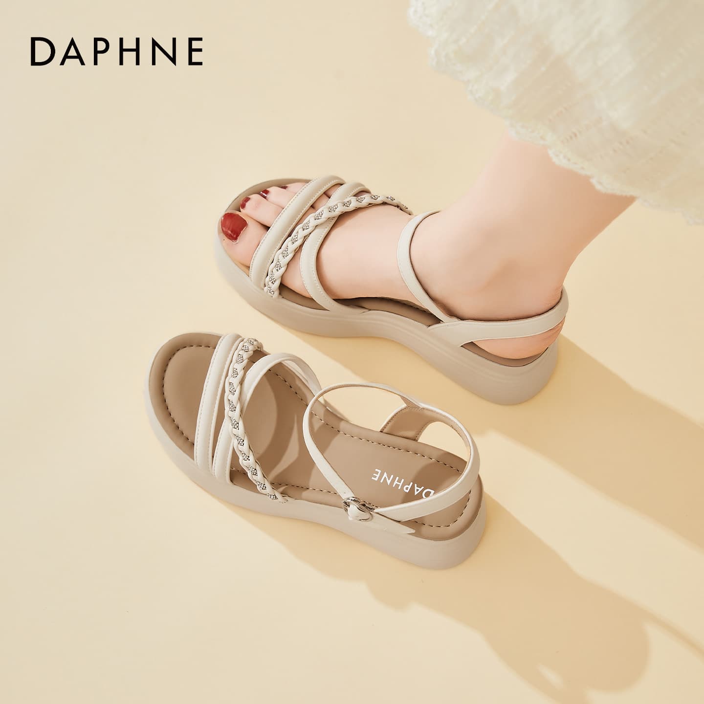 Шлёпанцы Daphne Синтетическая кожа Одиночные Шнуровые Сандалии Женские - изображение 8