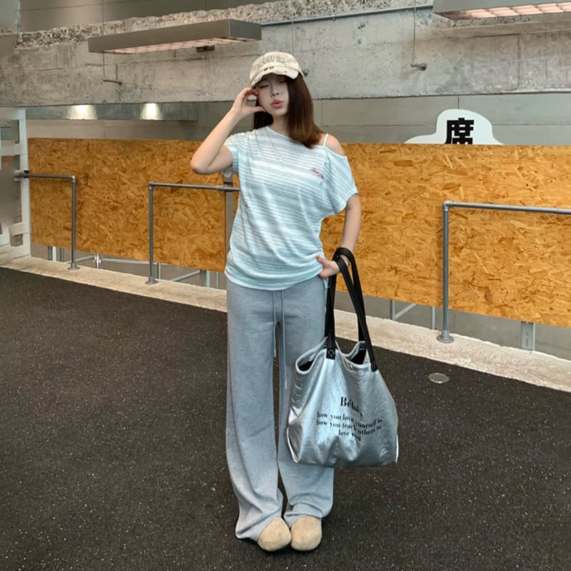 Штаны BONELESS Cut Cherry Blossom Gray Women's Casual Pants - изображение 5
