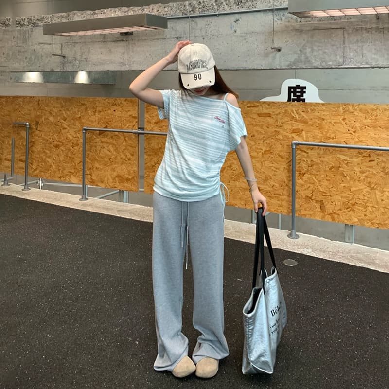 Штаны BONELESS Cut Cherry Blossom Gray Women's Casual Pants - изображение 4