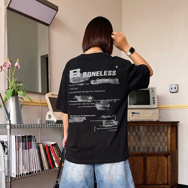 Футболка BONELESS BLACK Унисекс T-рубашки - изображение 4