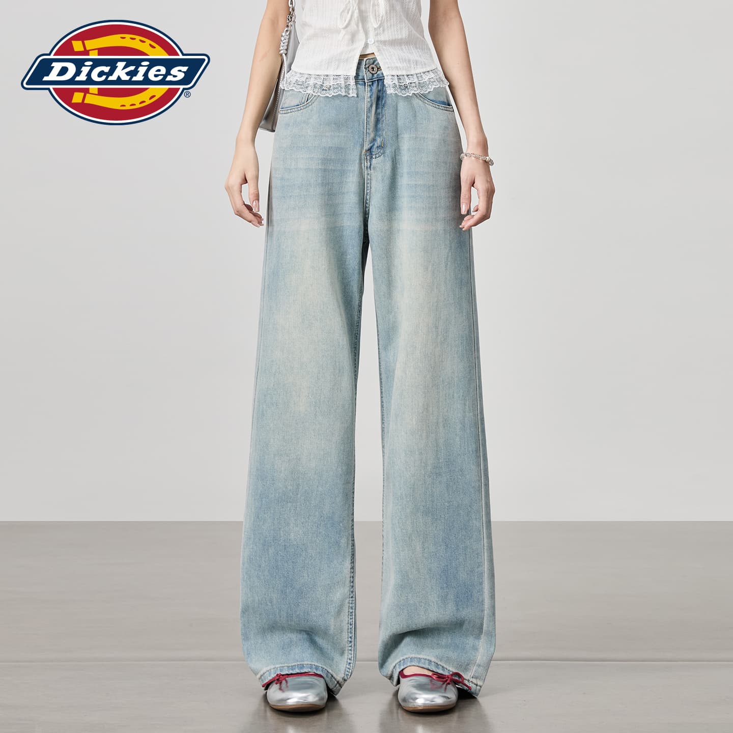 Джинсы Dickies Прохлада ледяной Туманно-голубой Брюки Женские Джинсы - изображение 4