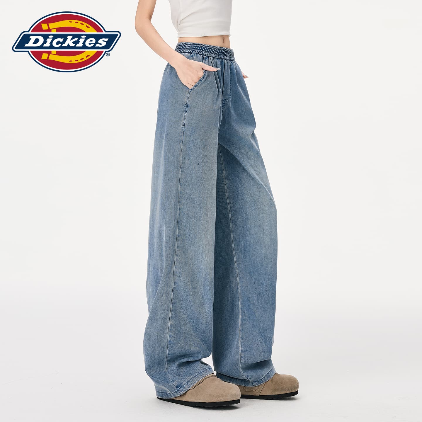 Джинсы dickies Синий Маленький Женские Джинсы - изображение 5