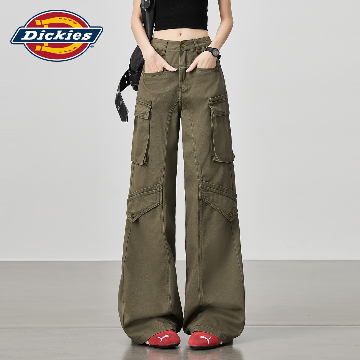 Джинсы Dickies Армия Зеленый Удлиненные Женские Джинсы - изображение 4