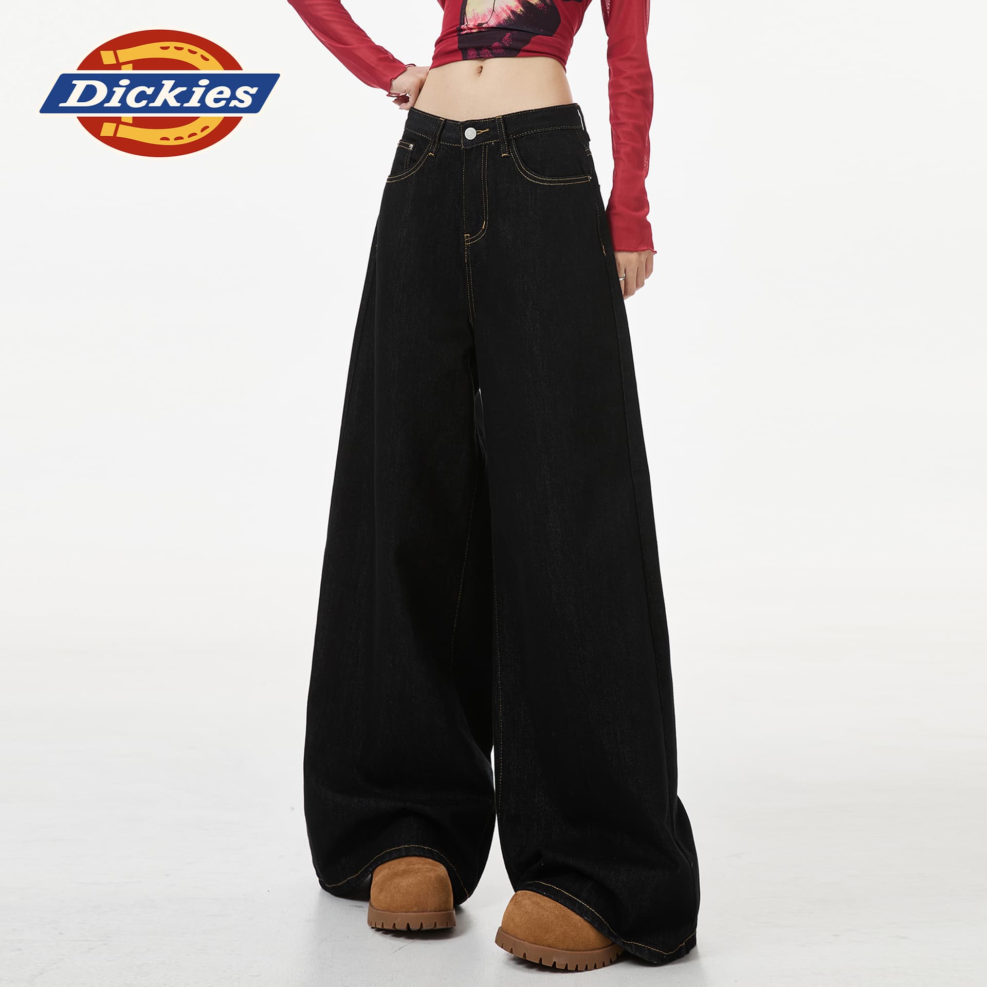 Джинсы dickies Черный с увеличенной длиной Женские Джинсы - изображение 5