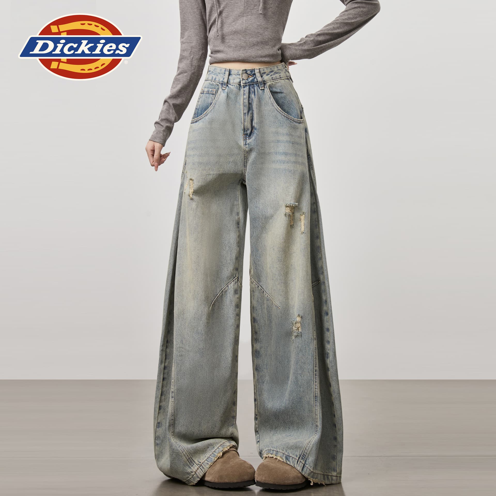 Джинсы dickies Светло-синий Удлиненная длина Женские Джинсы - изображение 4